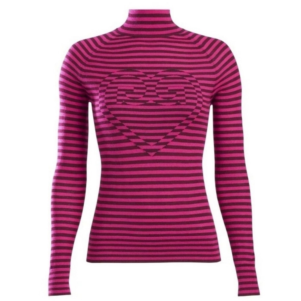 G/FORE Pink and Black Striped Cowl Neck Sweater
